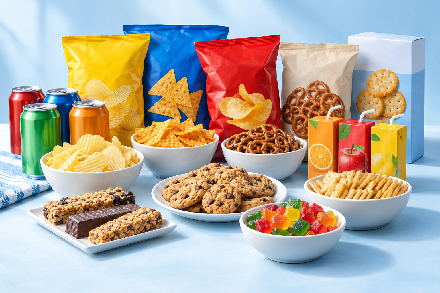 Snacks, juice and beverages